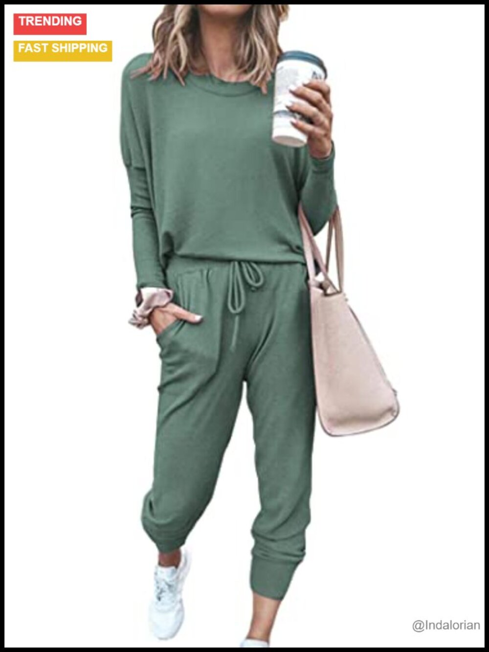 2 Piece Lounge Set Womens Tracksuit Long Sleeve Crewneck Sweatshirt Jogger